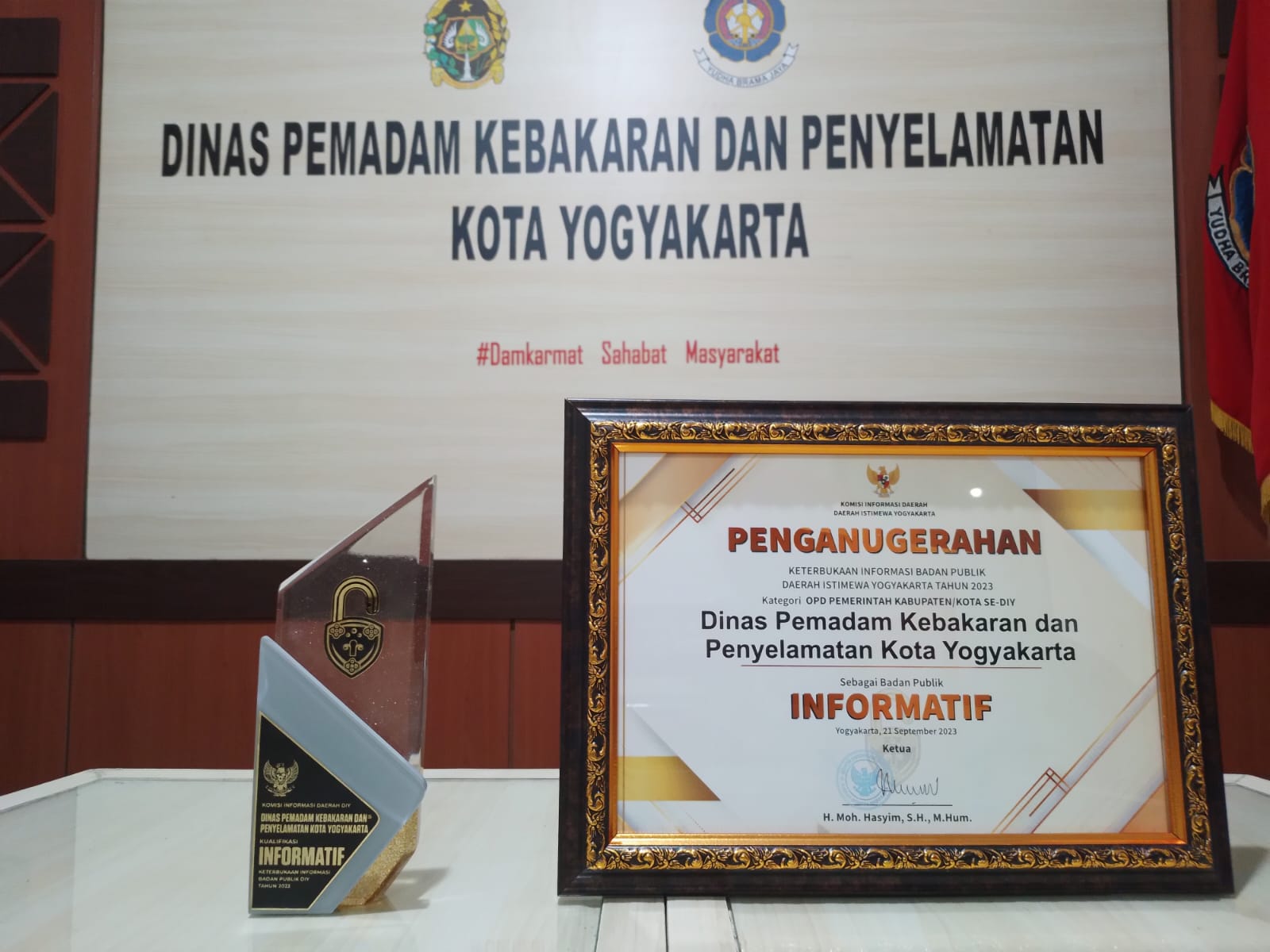 Dinas Pemadam Kebakaran dan Penyelamatan Kota Yogyakarta Raih Penghargaan Keterbukaan Informasi Publik Tahun 2023